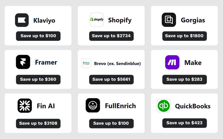 Foundr+ partner tool stack — Shopify, Klaviyo, Gorgias, Canva, and other ecommerce SaaS logos