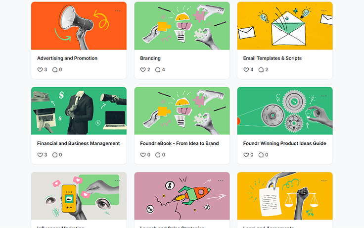 Resource Vault preview — stacked collection of template, contract, and email-sequence thumbnails