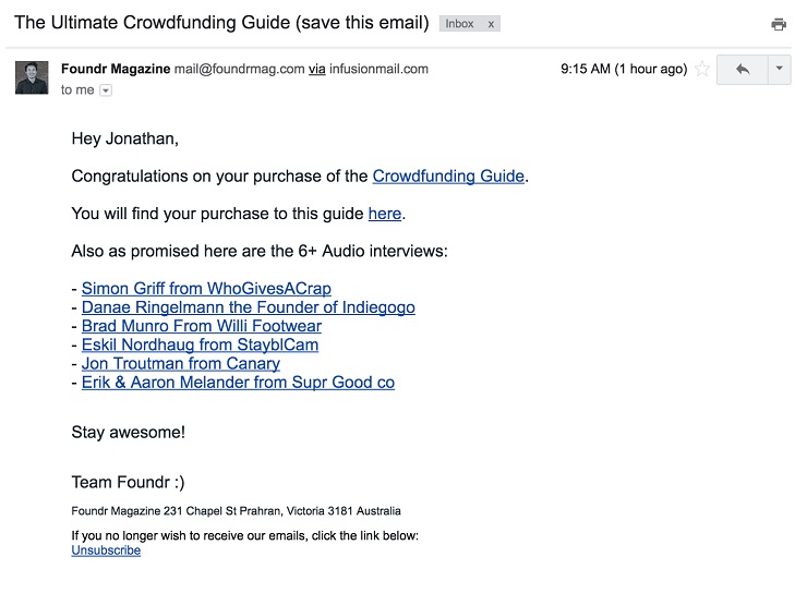 Crowdfunding guide email