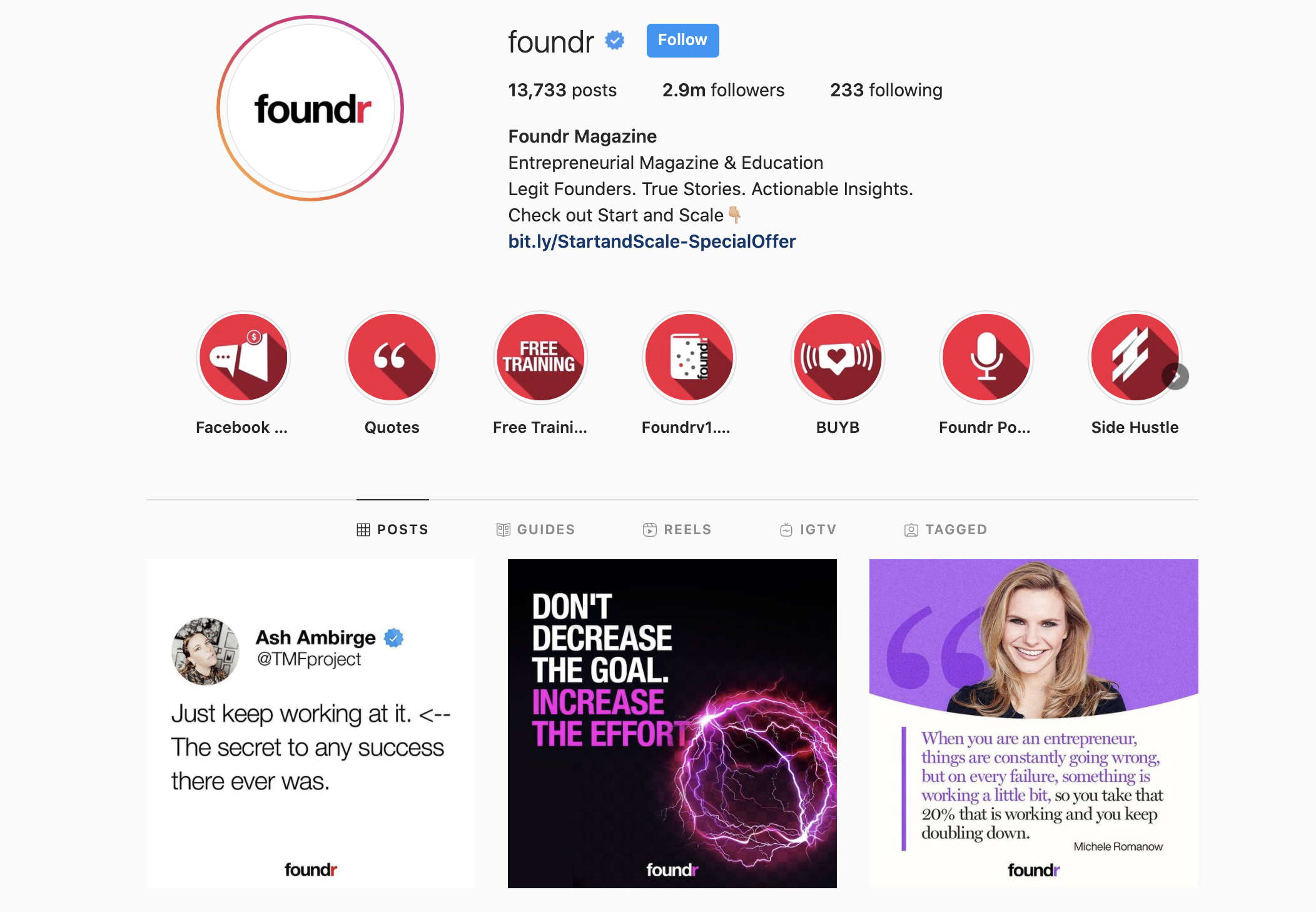 foundr instagram growth email marketing million