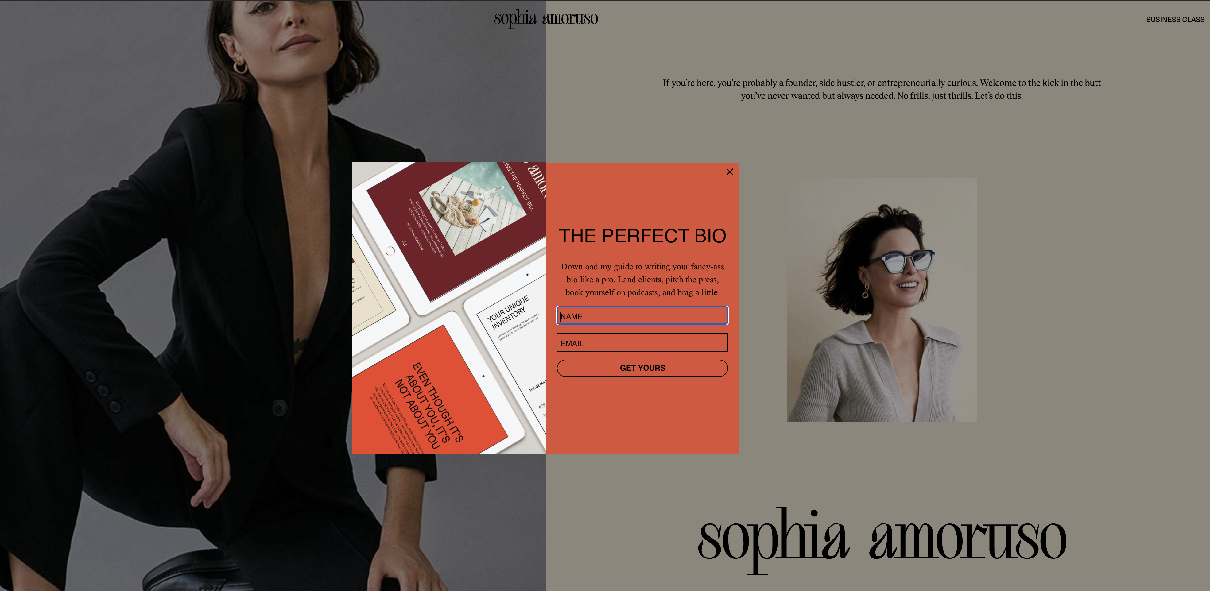 sophie amaruso cta example landing page