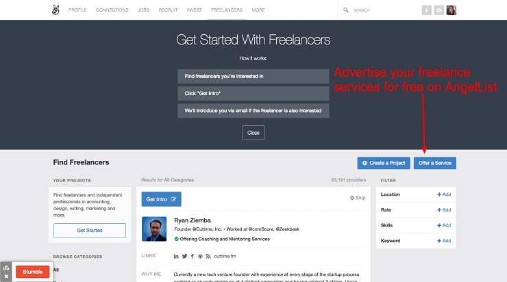 Transition from employee to entrepreneur- AngelList Freelance Services