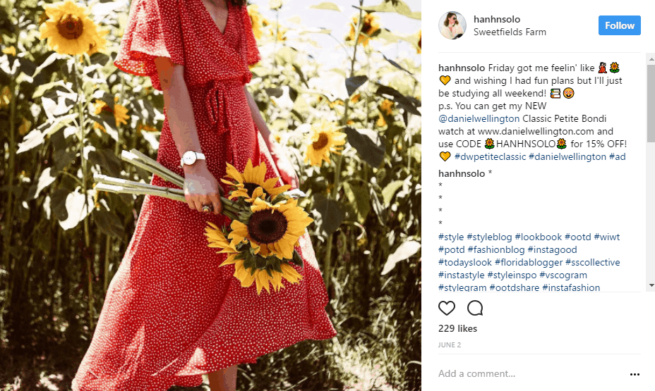Instagram influencer marketing- branded hashtag example