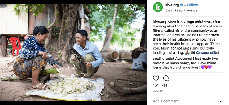 Startup brand messaging mistakes- Kiva.org Instagram Post