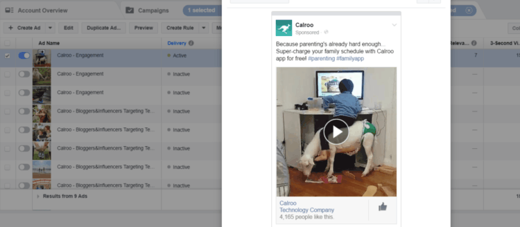 Croissance-hack votre page Facebook- Annonce Facebook Calroo Sponosored