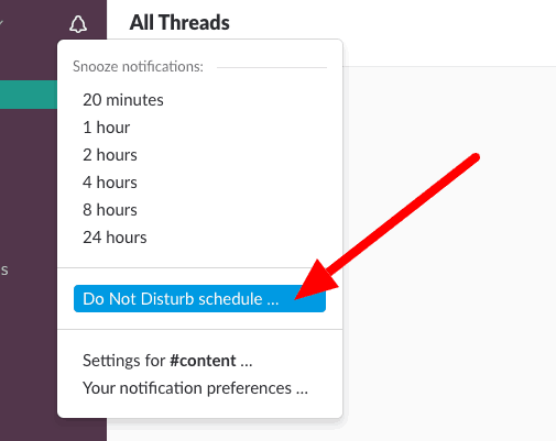 Set your Do Not Disturb scheduled on Slack to have healthy sleep habits
