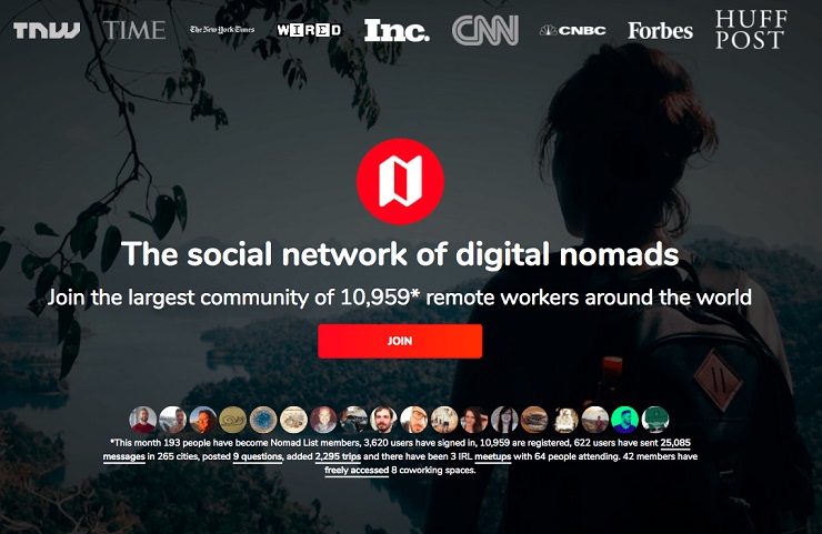 Nomad List is the social network of digital nomads that can help you start your business while working full time