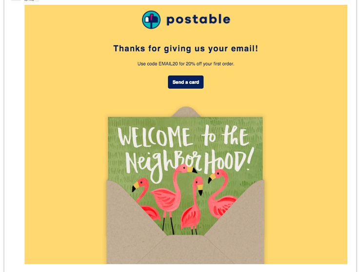 Postable's Welcome email