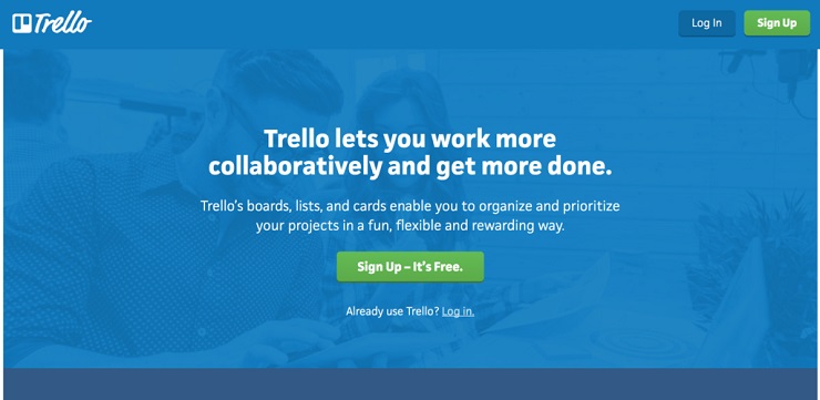 Trello's homepage copy