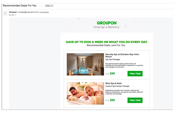 Groupon Newsletter emails