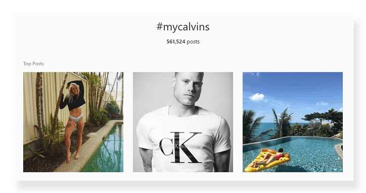 how to use hashtags on instagram example from Calvin Klein 