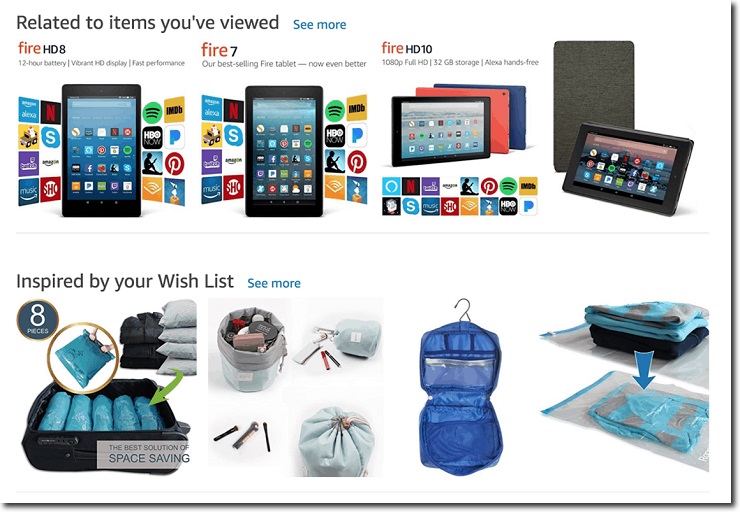 Ecommerce web design product recommendations