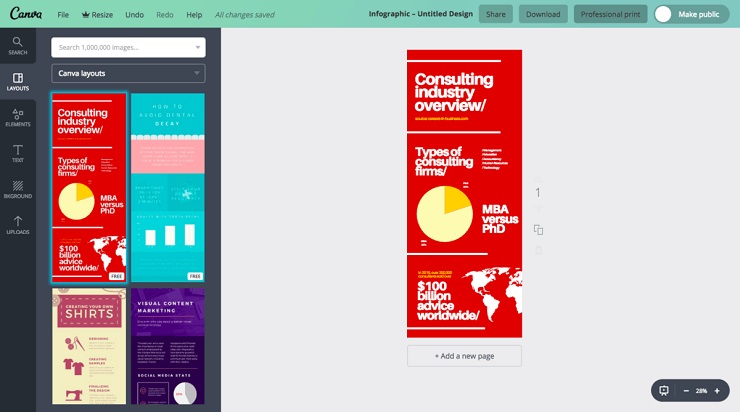 Canva tools for designing infographics marketing strategy