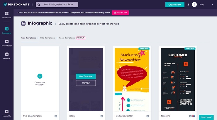 Piktochart tools for designing infographics marketing