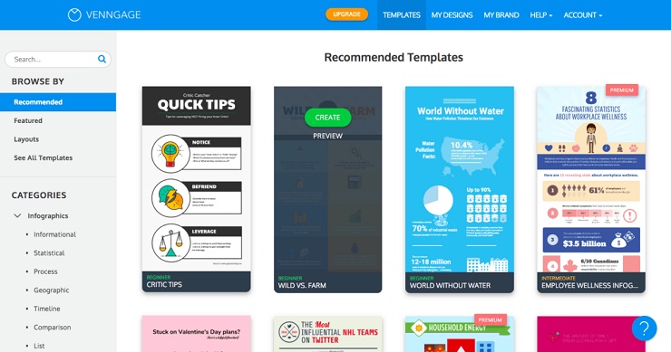 Venngage tools for designing infographics marketing