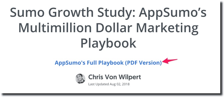 blog content upgrade ideas Example Sumo Growth Study AppSumo’s Multimillion Dollar Marketing Playbook