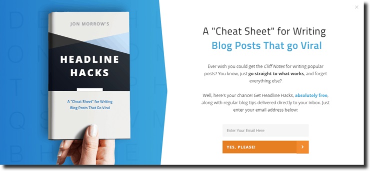 post-conversion engagement offering a PDF that contains 52 headline formulas for bloggers