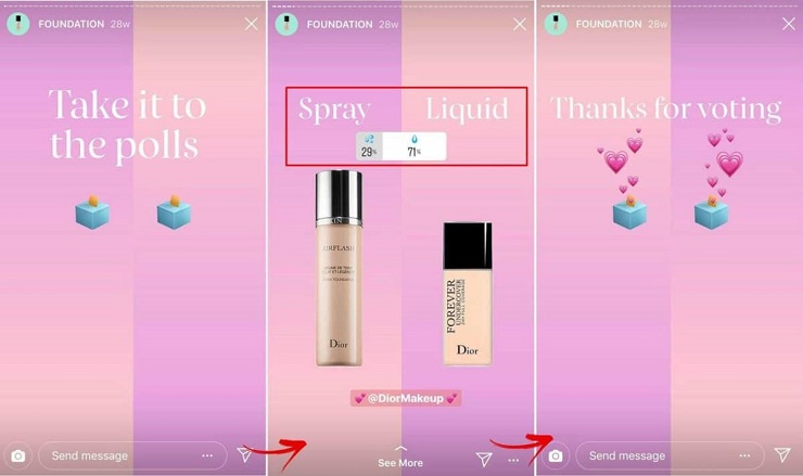 Sephora encourages followers to vote for their choice to Increase ecommerce sales