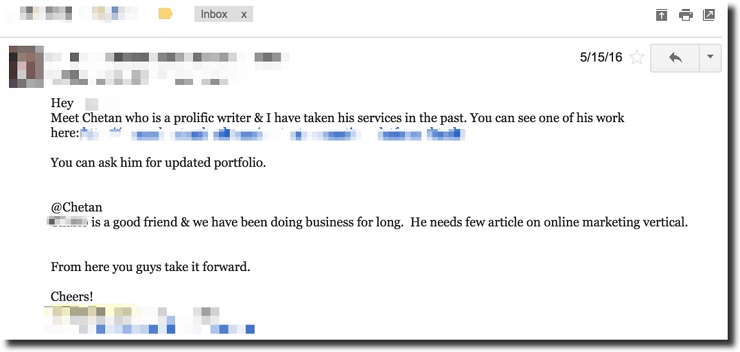 author's existing client referral letter helps raise freelance rates