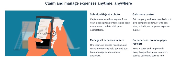 Xero is an ecommerce tool for startups to claim and manage expenses