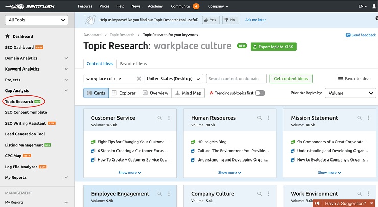 semrush topic research for Guest posting