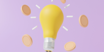 Lightbulb idea with money business startup costs