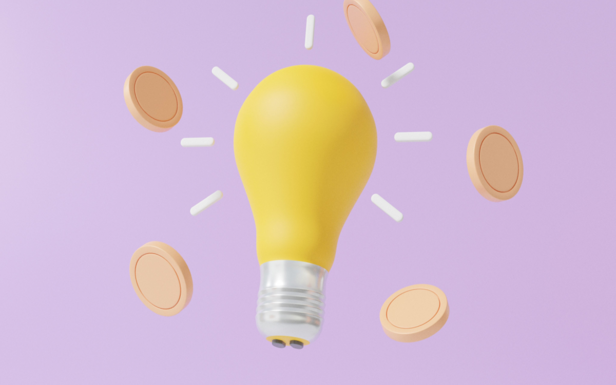Lightbulb idea with money business startup costs