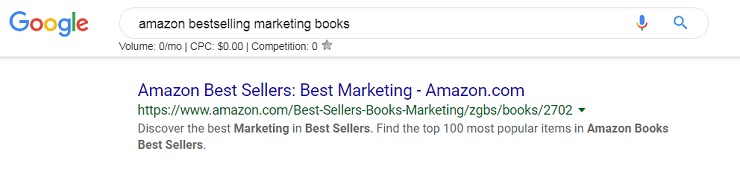 Google search for amazon bestselling marketing book