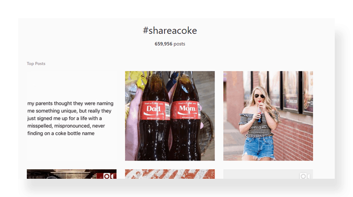 how to use hashtags on instagram example from Coca Cola