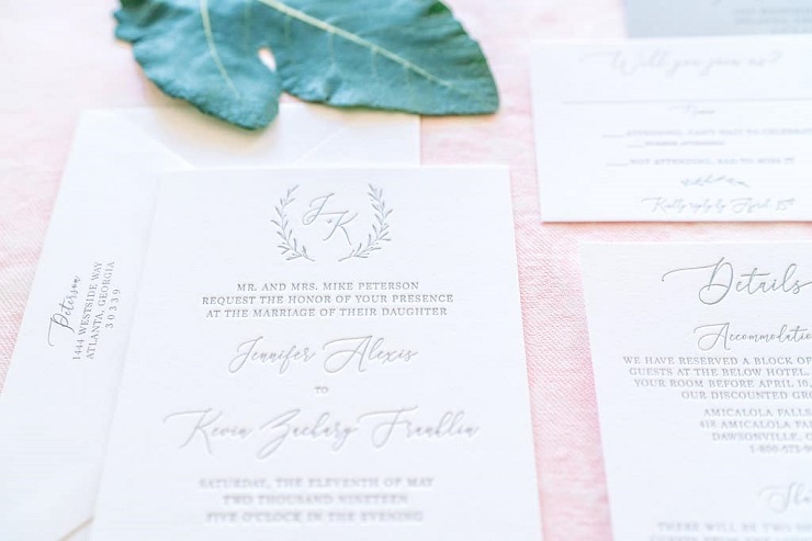 Letterpress Monogram Wedding Invitation