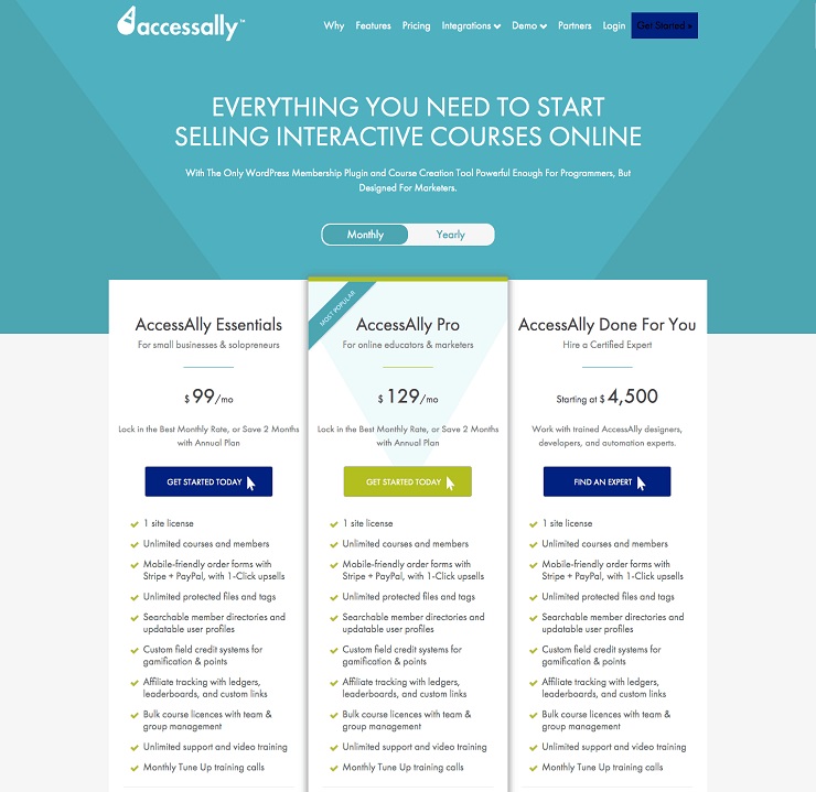 AccessAlly Pricing Get Started Selling Online Courses and Memberships