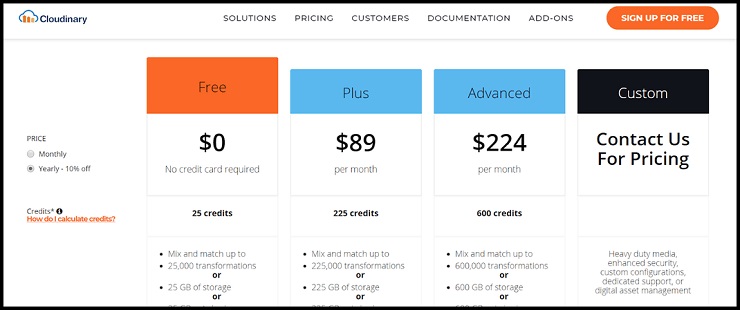 Cloudinary Pricing and Plans