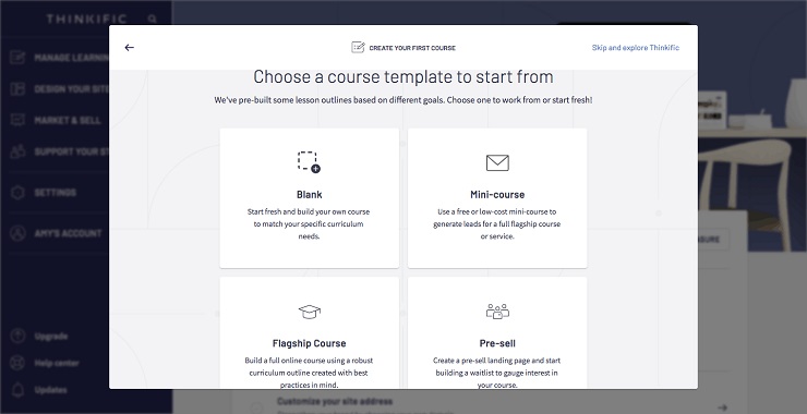 Thinkific ready-made course templates to make setup easy