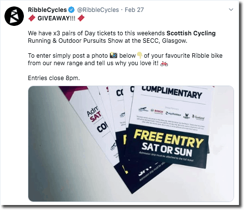 Twitter giveaway from Ribble Cycles