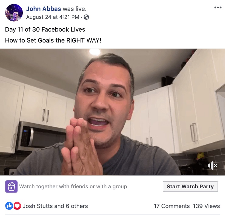 John Abbas committed to do 30 days of Facebook lives