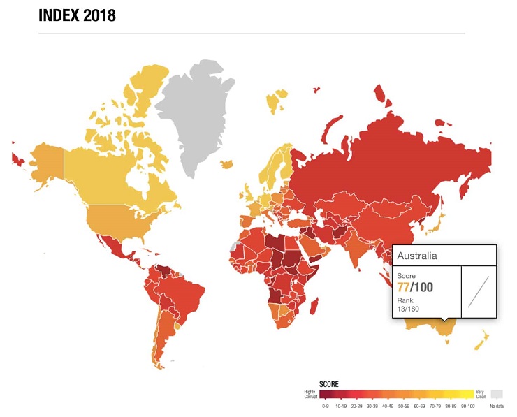 Transparency International Corruption Perceptions Index 2018 Map