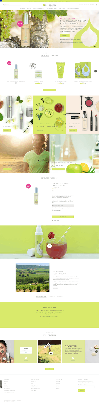 juice beauty's Homepage is Really Long