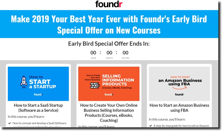 Foundr course validation landing page