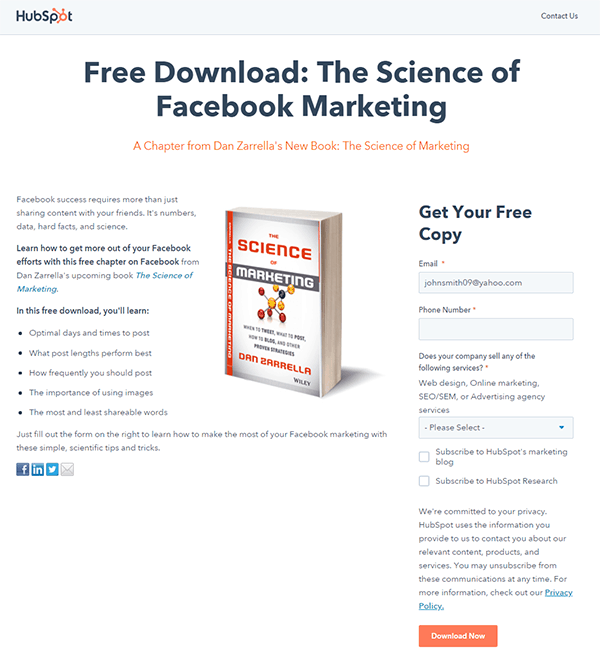 hubspot free download of the science of facebook marketing