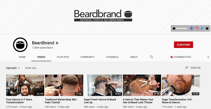 Beardbrand’s youtube channel