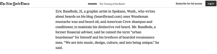 New York Times came across Beardbrand’s content