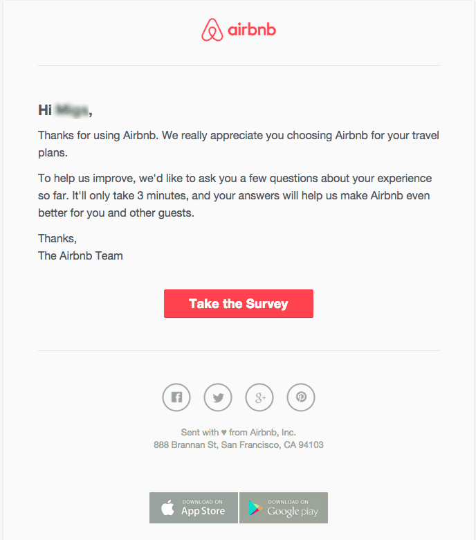 Airbnb Email surveys