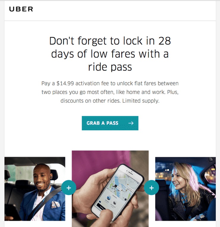 uber email their subscribers about Ride Pass and how they can get one