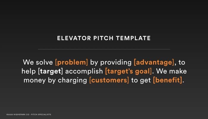 elevator pitch template