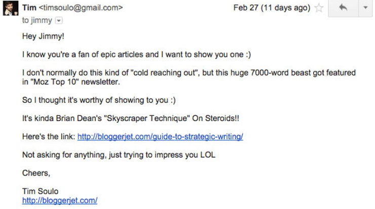 examples of a good blogger outreach email