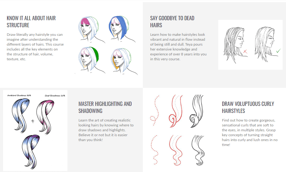 Screenshot from How to Draw Hair course