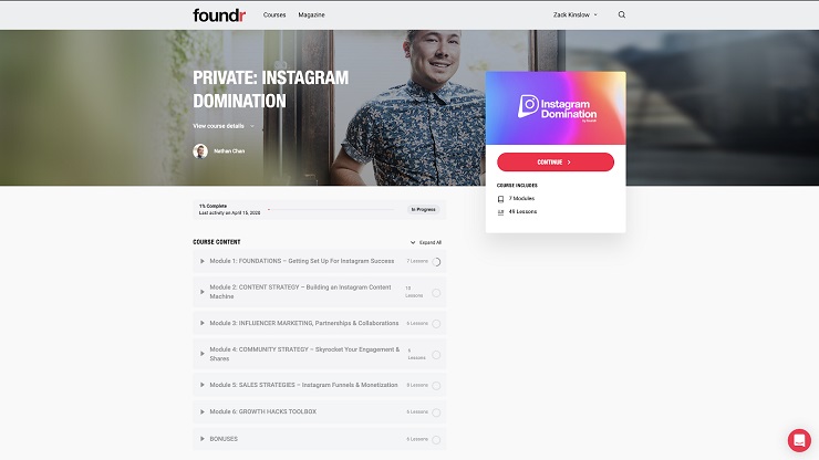 new foundr Instagram domination course