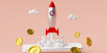 Rocket launching with money around it