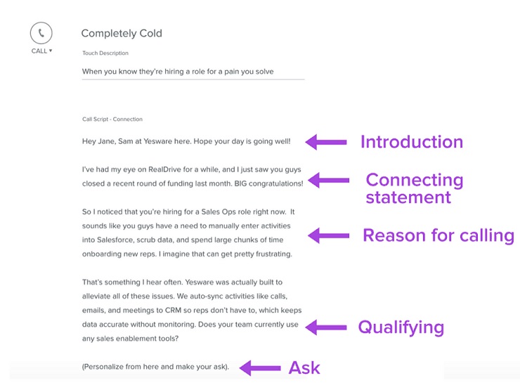 cold call sales script