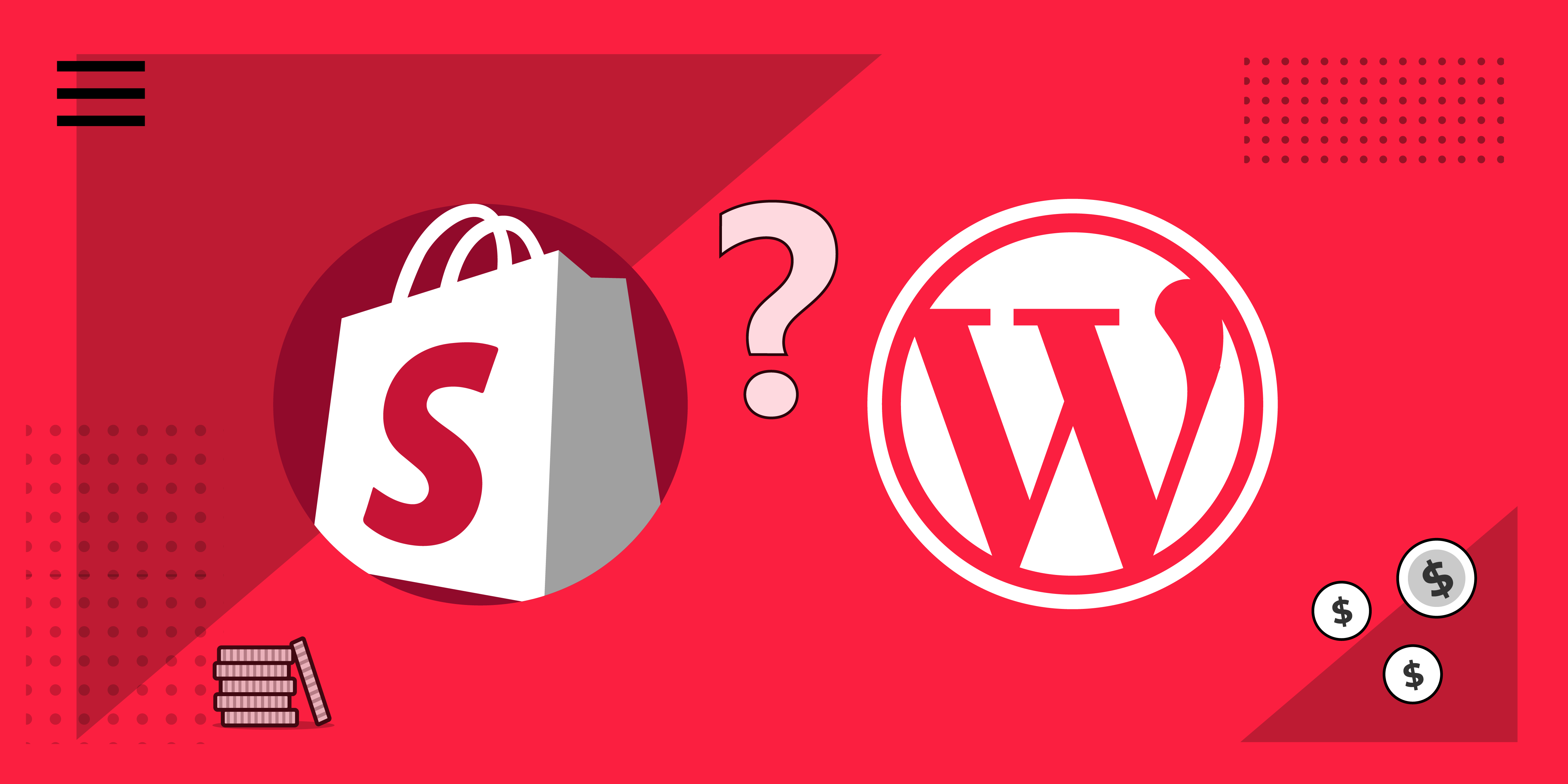 Shopify vs wordpress logos